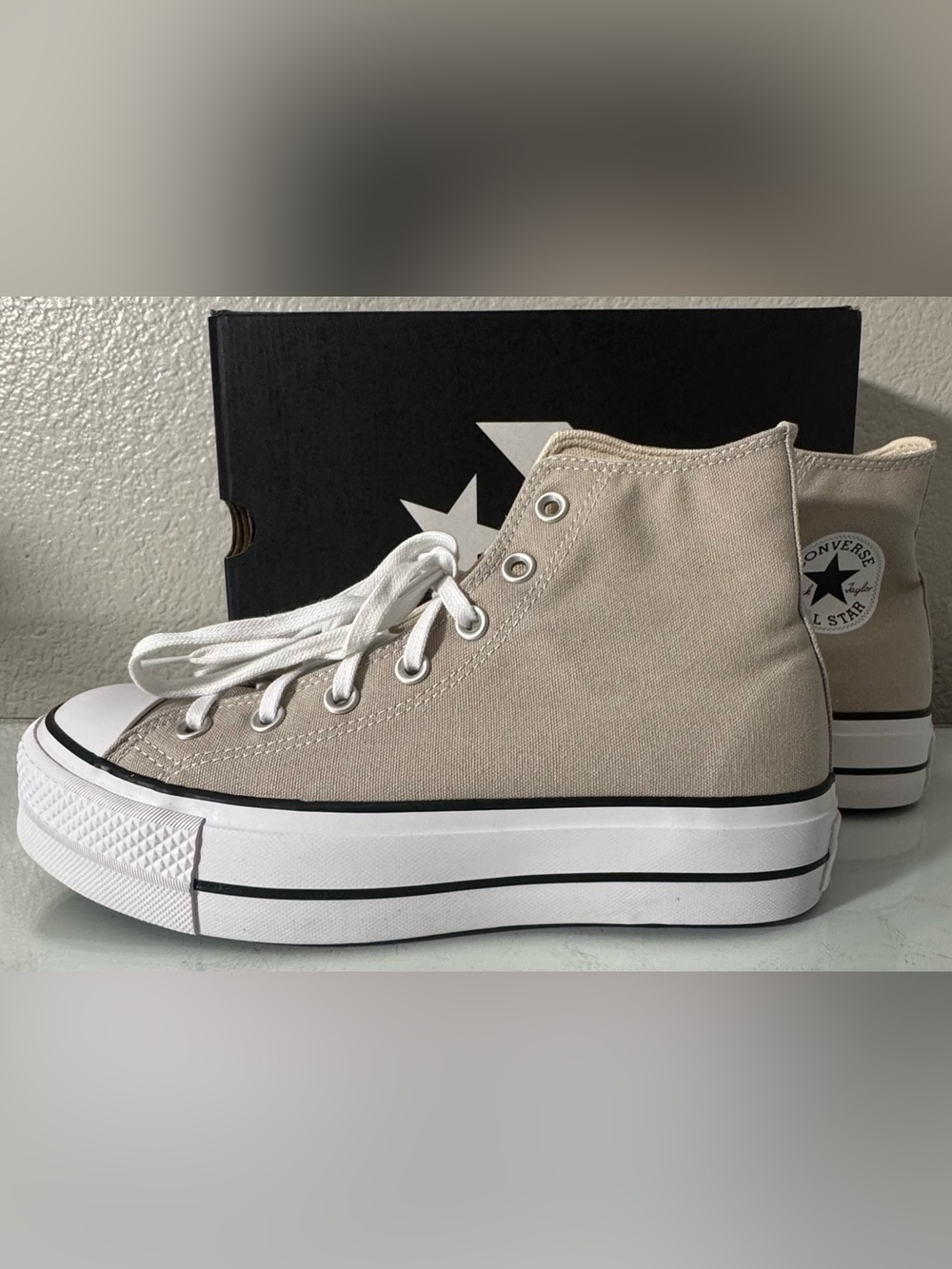 Converse High Top Platform Shoes in Papyrus Size 8